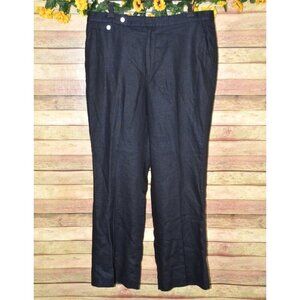 Chaps Women's Linen Pants Trousers Size 16 Straight Leg Black Lined Career MINT